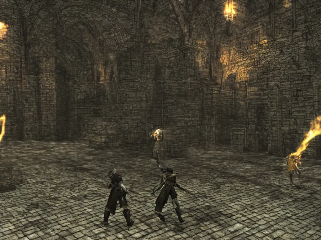 Image similar to Demon Souls Latria as a PS1 video game landscape