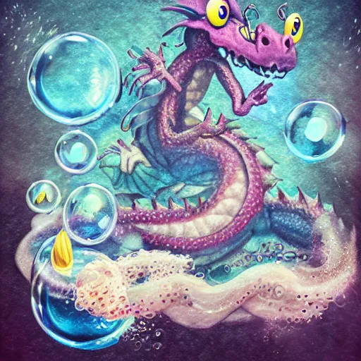 Image similar to a dragon made of bubbles