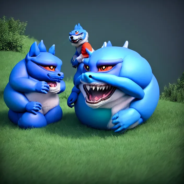 Prompt: a rotund and spherical anthropomorphic male blue dragon fursona being rolled up a hill by an anthropomorphic male husky, furry, round, sphere, 3 d render, unreal engine 5, octane render, soft colors, vivid, cute, 1 6 k