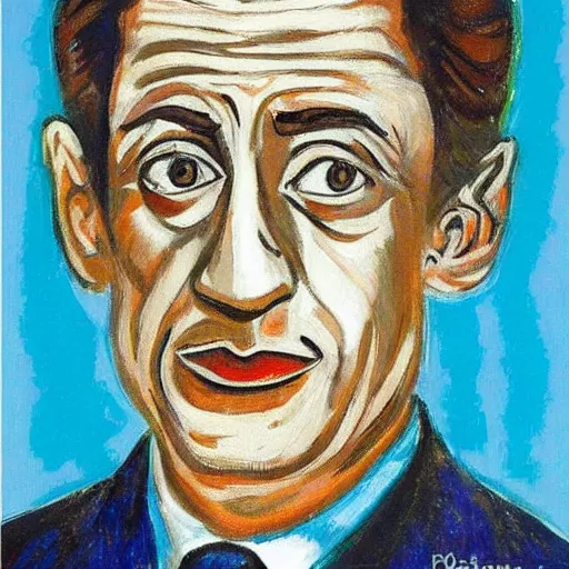 Prompt: Nicolas Sarkozy painted by Pablo Picasso