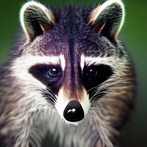 Prompt: a hyperrealistic octane render of a raccoon with a dslr camera for an eye, photorealism, unreal engine, dramatic lighting, volumetric lighting, uplighting