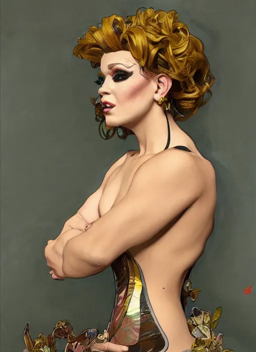 Prompt: bob the drag queen, painting by artgerm and greg rutkowski and alphonse mucha