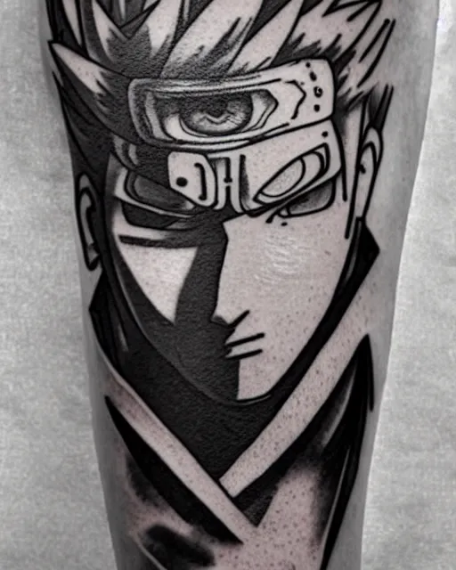 Image similar to creative double exposure effect tattoo design sketch of naruto uzumaki, realism tattoo, in the style of matteo pasqualin, amazing detail, sharp