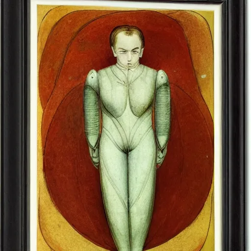 Image similar to a portrait of a female android by william blake