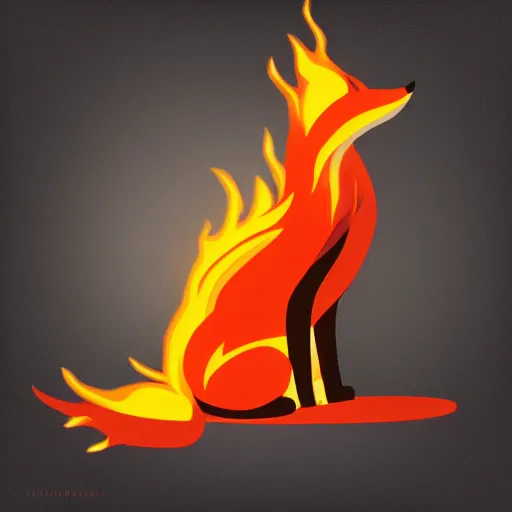 Image similar to fire fox with flames on a black background