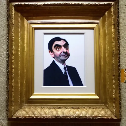 Prompt: mr. bean portrait in the louvre