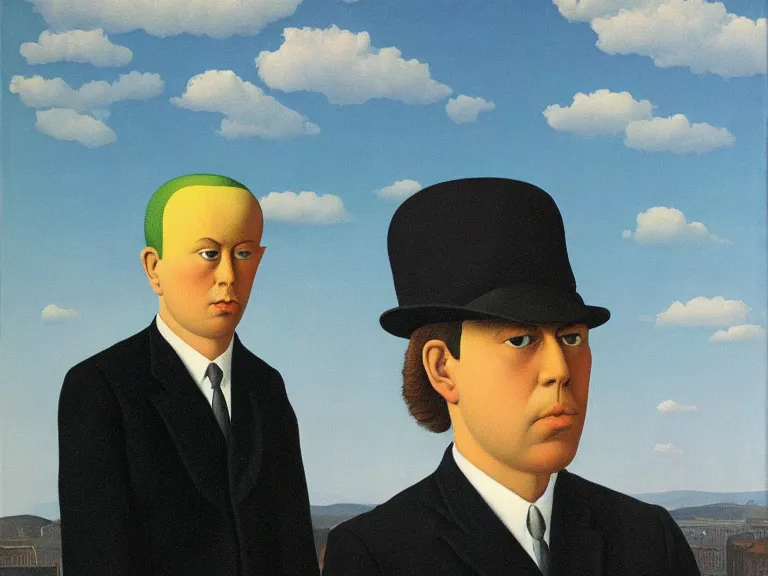 Image similar to painting by rene magritte, high detail, high resolution