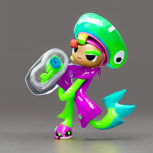 Prompt: stylized splatoon vinyl figure, figure photography, high details