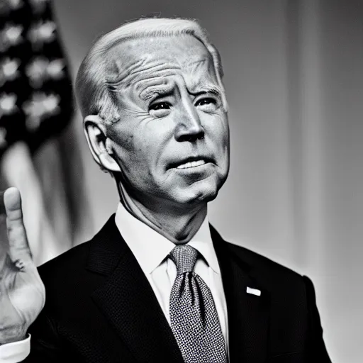 Image similar to green infrared night vision footage of Joe Biden leaning in close to the lens, 1080p pulitzer prize winning photograph