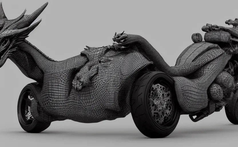 Prompt: a dragon motorcycle in ny, 3 d render, octane render, unreal engine 5, trending on artstation, high quality, highly detailed, concept art, product photo, hyperrealistic, 4 k, path traced