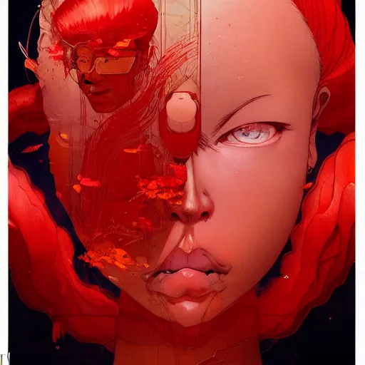 Prompt: prompt : red portrait soft light painted by james jean and katsuhiro otomo and erik jones, inspired by evangeleon anime, smooth face feature, intricate oil painting, high detail illustration, sharp high detail, manga and anime 1 9 9 0