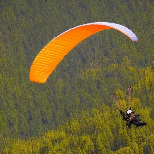 Image similar to a paragliding bear, photo, high quality, 8 k resolution