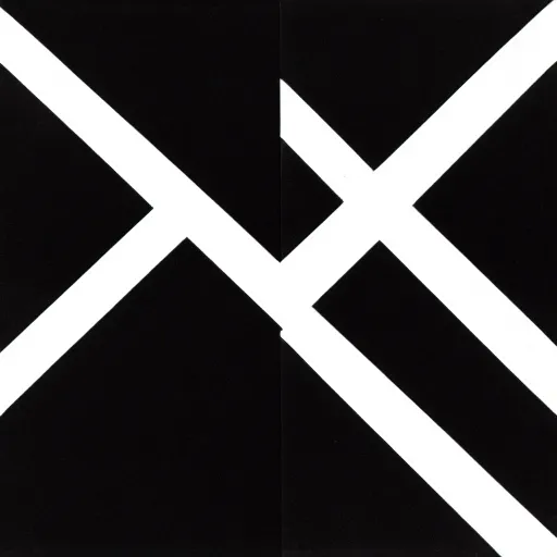 Image similar to minimal symbol by karl gerstner, black and white monochrome, centered, symetrical, bordered