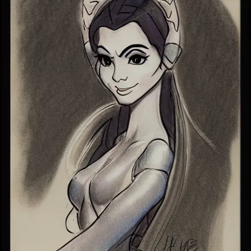 Image similar to milt kahl sketch of victoria justice as princess padme from star wars episode 3