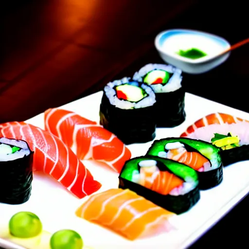 Prompt: macro gourmet top quality hdr sushi sashimi photography professional photograph