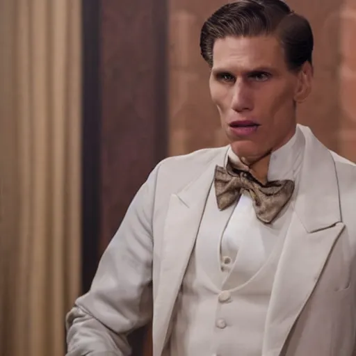 Image similar to Live Action Still of Jerma in The Godfather, real life, hyperrealistic, ultra realistic, realistic, highly detailed, epic, HD quality, 8k resolution, body and headshot, film still