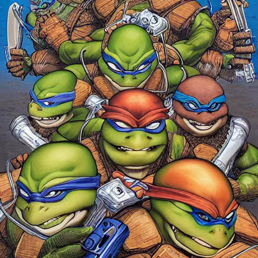 portrait of crazy teenage mutant ninja turtles,, Stable Diffusion