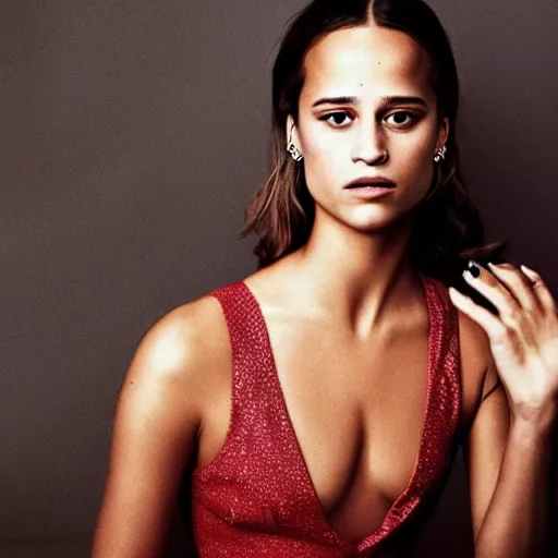 Image similar to ”A color photo of Alicia Vikander by Terry O´Neill”