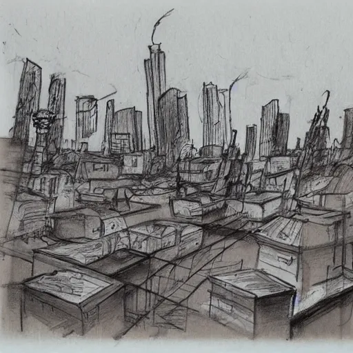 Image similar to milt kahl sketch of slums of miami