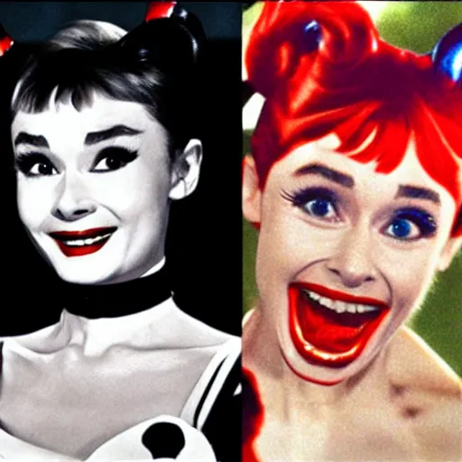 Image similar to Audrey Hepburn as Harley Quinn