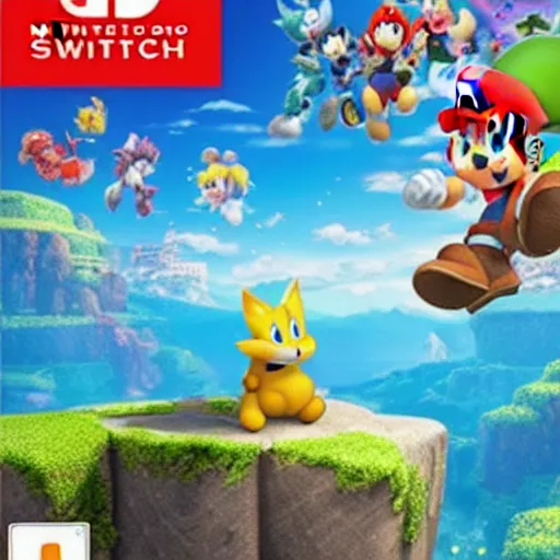 Image similar to nintendo switch box cover art of a new platforming video game featuring miles tails prower