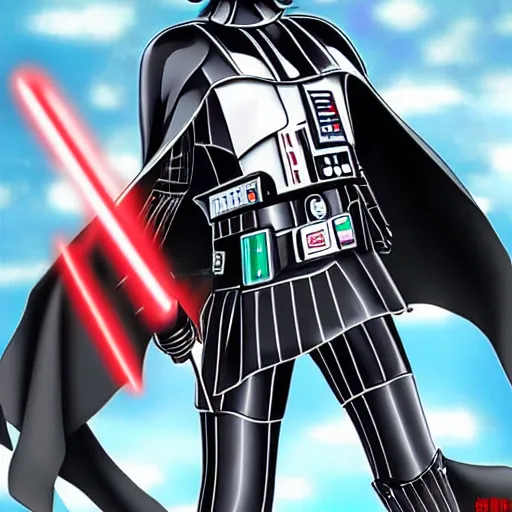 Image similar to Darth Vader as a cute anime girl