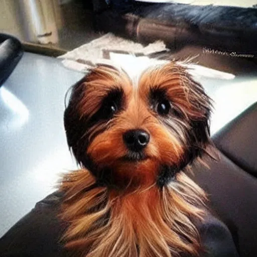 Image similar to “curly hair black and brown Yorky”