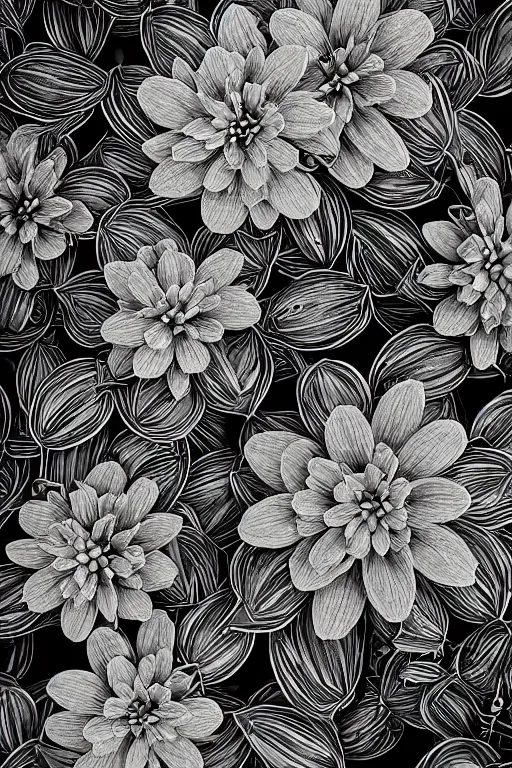 Image similar to beautiful amazing art of intricate flowers modern color with black and white, by art by alesso baldovinetti, trending on artstation, featured on behance, octane render.