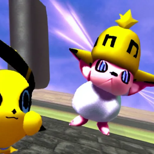 Prompt: pichu in a ps 2 game