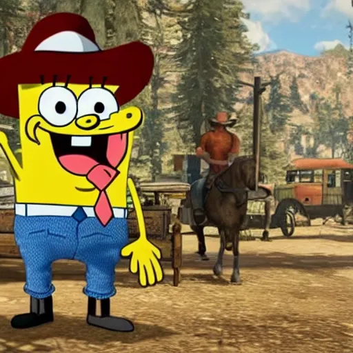 Image similar to SpongeBob in red dead redemption 2 4K detail