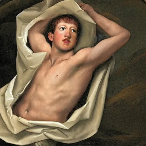 Prompt: Mark Zuckerberg emerging from a cocoon, renaissance style