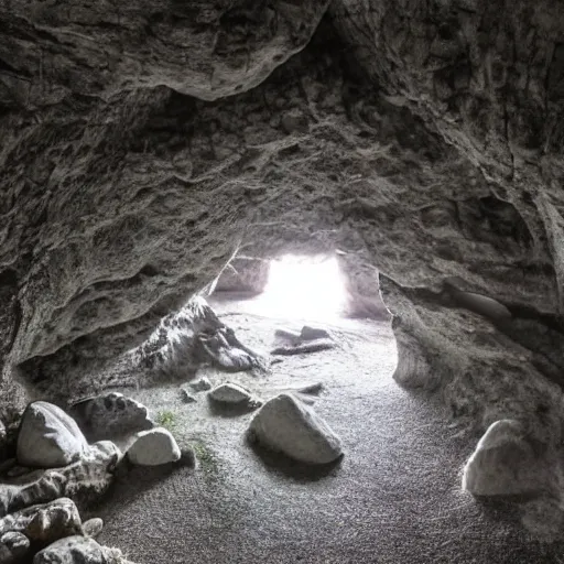 Prompt: a stone cave leading into a galaxy