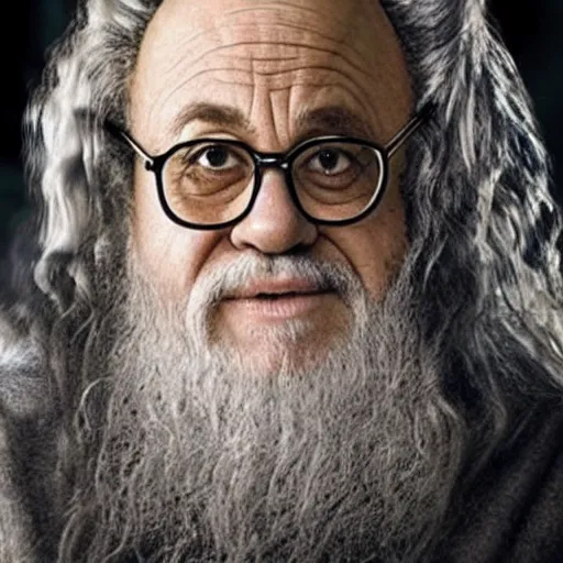 Image similar to danny devito starring as gandalf the white in the 2 0 2 4 lord of the rings movie, full body, hyper realistic, high quality, wide angle