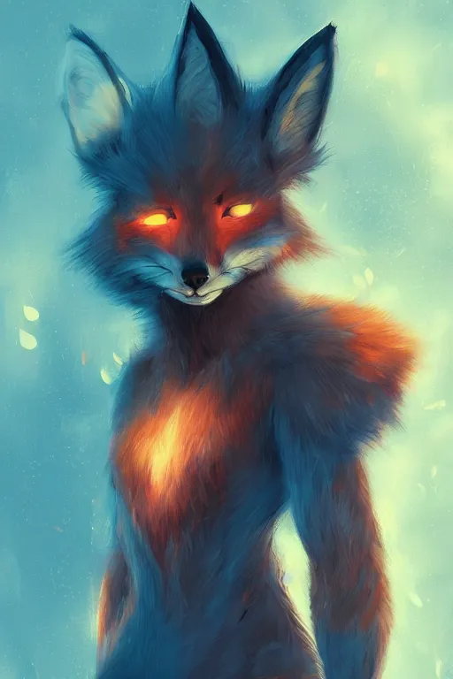 Image similar to a fox fursona, trending on artstation, by kawacy, furry art, digital art, cyberpunk, high quality, backlighting