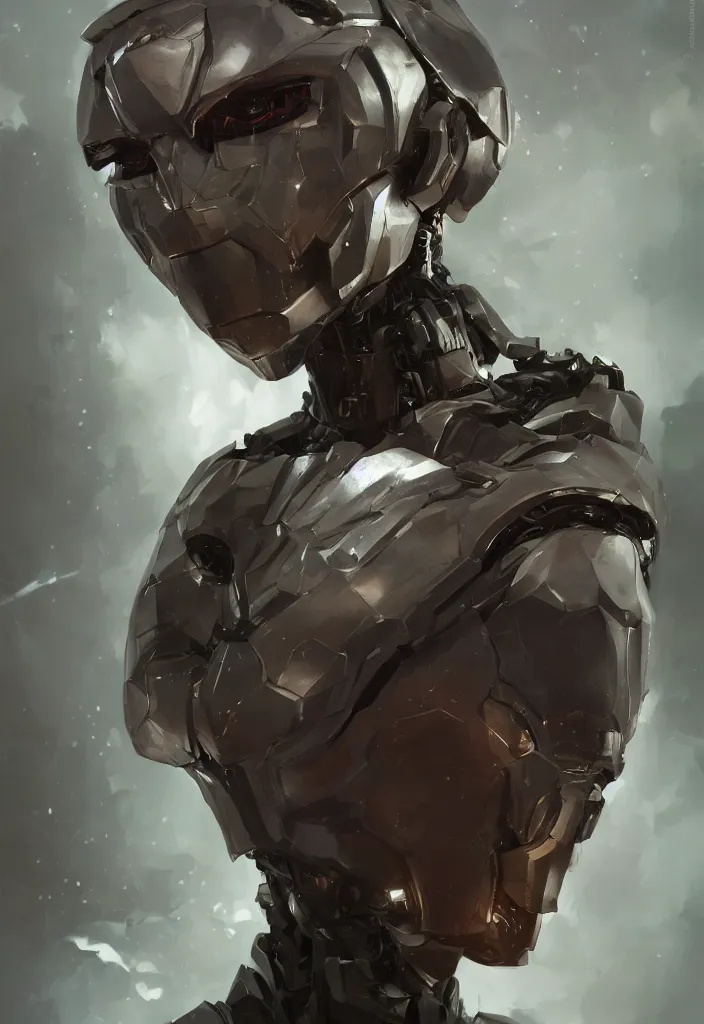 Image similar to a fancy portrait of humanoid robot worrior by greg rutkowski, sung choi, mitchell mohrhauser, maciej kuciara, johnson ting, maxim verehin, peter konig, 8 k photorealistic, cinematic lighting, hd, high details, dramatic, dark atmosphere, trending on artstation