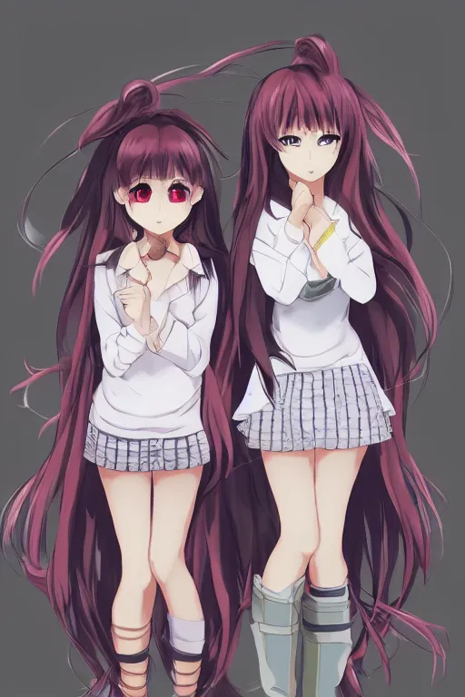 Image similar to two beautiful female idols in causal clothes standing face to face angry, detailed anime art