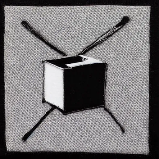 Image similar to banksy graffiti on mysterious black royal embroidered cube, 1 9 9 9 aesthetic