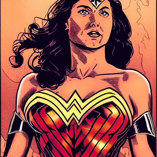 Image similar to portrait of wonder woman, by laurie greasley