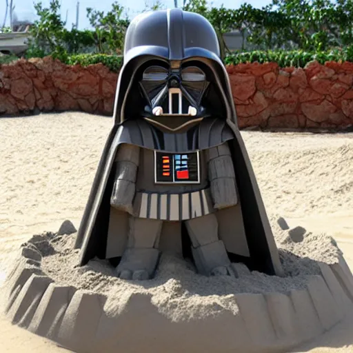 Image similar to sandcastle of darth vader