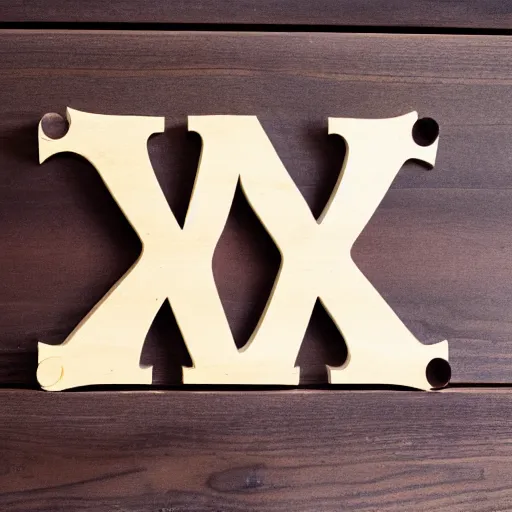 Image similar to minimalism logo of the letters ks on walnut wood.