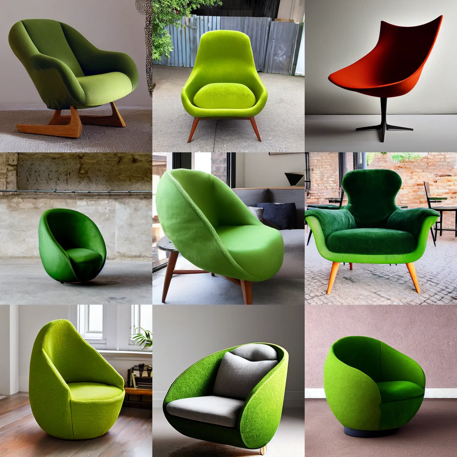 Image similar to an armchair in the shape of an avocado