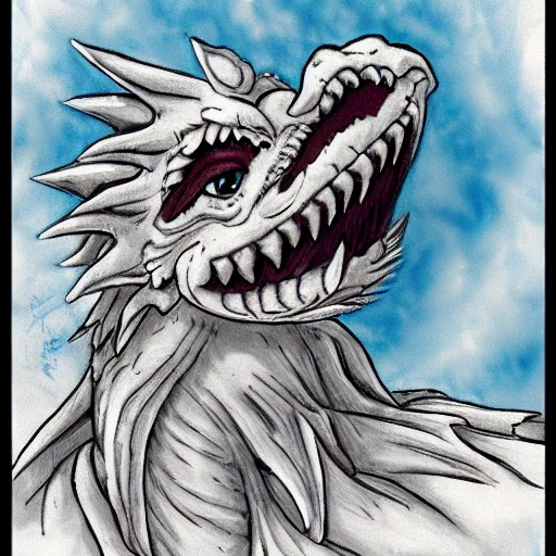 Prompt: a majestic and friendly cloud dragon, portrait