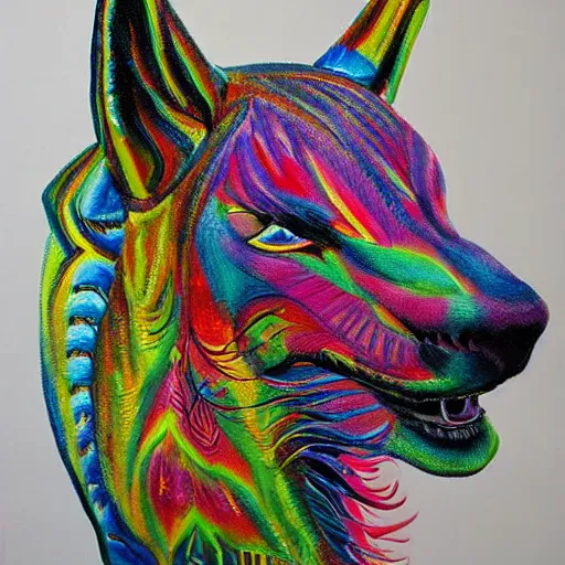 Image similar to painting of a psychedelic animal sculpture