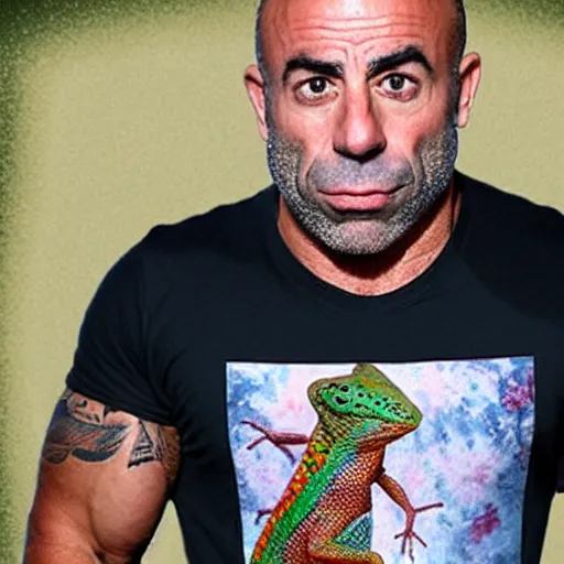 Image similar to joe rogan as a lizard person