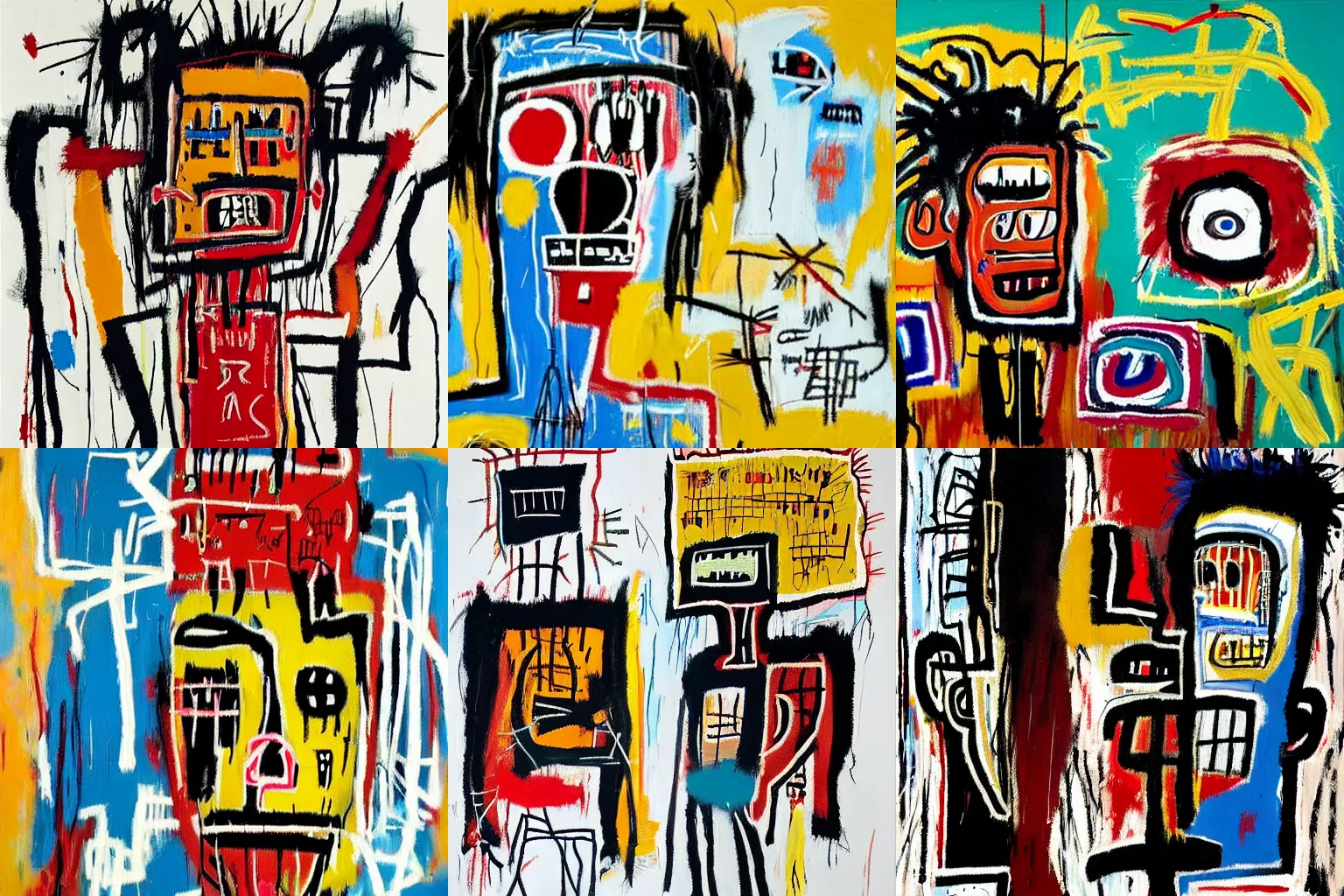 Prompt: highly detailed paintings by Jean-Michel Basquiat