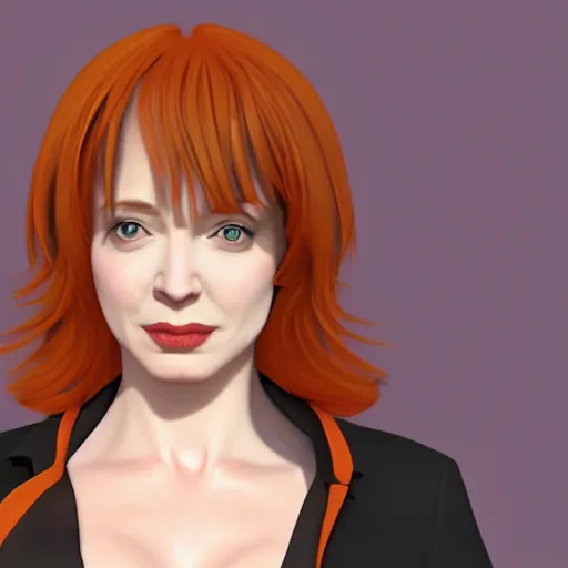 Prompt: christina hendricks as kaiji anime characters, 3 d render, blender,