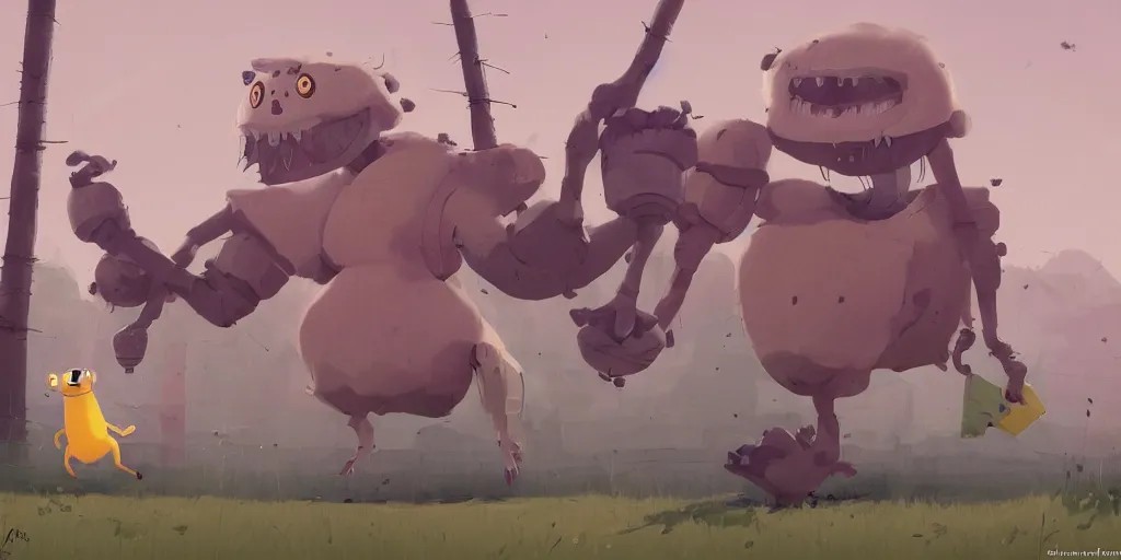 Image similar to cute monster playing basketball by Goro Fujita and Simon Stalenhag , 8k, trending on artstation, hyper detailed, cinematic