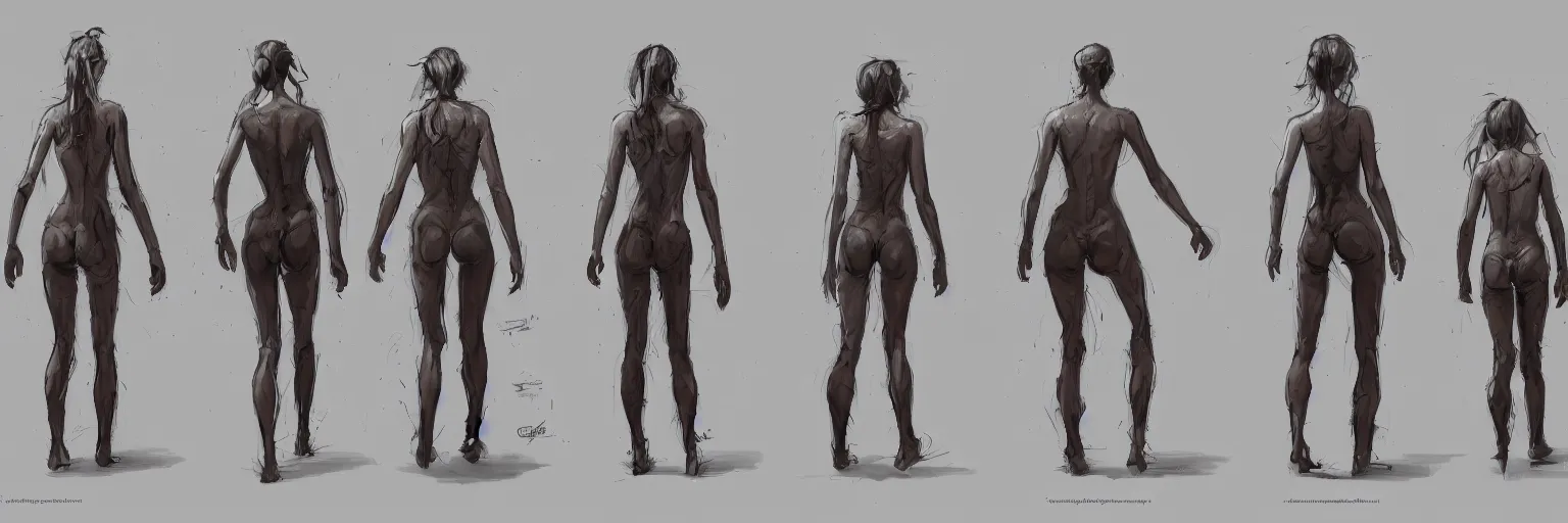 Image similar to family walk cycle, realistic anorexic family walking while wearing a thong, character sheet, fine details, concept design, contrast, kim jung gi, greg rutkowski and francis bacon, trending on artstation, 8 k, full body and head, turnaround, front view, back view, ultra wide angle