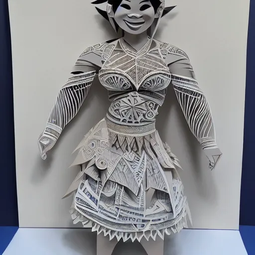 Image similar to cut paper sculpture of moana