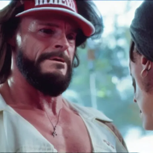 Prompt: Macho Man Randy Savage in Stranger Things, cinematic